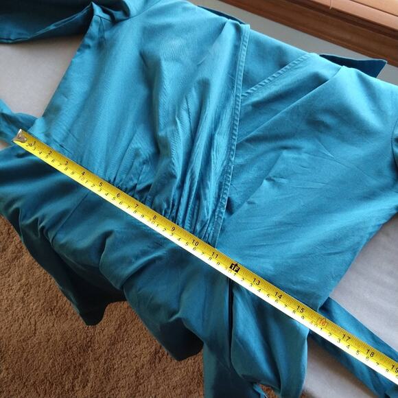 MoDa of New York Turquoise Retro Style Wrap Dress XL new w/imperfection DressV - Picture 13 of 16